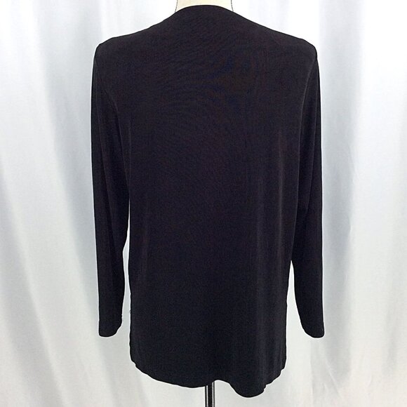 Picadilly Fashions Open Cardigan Sweater Women Small Black Slinky Acetate Travel - Picture 3 of 10